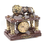 Часы настольные из креноида и бронзы с декором в виде льва Lion Stone Clock варинант исполнения - 2 | Loft Concept в Казани