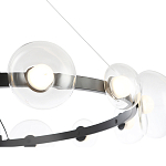 Люстра подвесная круглая с 12-ю прозрачными куполообразными плафонами и черным металлическим основанием Flos Wireline Lighting варинант исполнения - 5 | Loft Concept в Казани