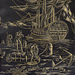 Обои ручная роспись Views of Italy Gold Outline варинант исполнения - 2 | Loft Concept в Казани