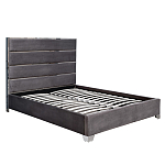 Кровать двуспальная серая с высоким мягким изголовьем Heart of the Bedroom варинант исполнения - 1 | Loft Concept в Казани