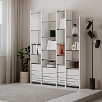 Стеллаж прямой ассиметричный с полками и 4-мя дверцами ARYA BOOKCASE WHITE варинант исполнения - 5 | Loft Concept в Казани