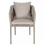 Стул серо-бежевый с декоративным плетением на спинке и подлокотниках Chair Weave варинант исполнения - 1 | Loft Concept в Казани