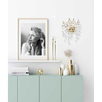 Бра золотого цвета с декоративными ветвями и прозрачными подвесками в форме листьев Droplet Chandelier варинант исполнения - 7 | Loft Concept в Казани