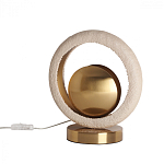 Настольная лампа с бежевым текстурным кольцом и латунным шаром в центре Tactile   варинант исполнения - 2 | Loft Concept в Казани