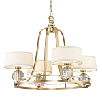 Люстра цвета латунь с 4-мя тканевыми абажурами и стеклянными шарами Quoizel варинант исполнения - 1 | Loft Concept в Казани