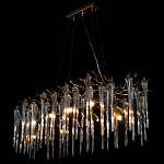 Люстра подвесная прямоугольная с бронзовыми акцентами и прозрачными стеклянными каплями Droplet Chandelier варинант исполнения - 4 | Loft Concept в Казани
