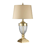 Настольная лампа со тканевым абажуром и прозрачным ребристым стеклянным основанием Quoizel варинант исполнения - 5 | Loft Concept в Казани