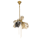 Люстра подвесная со стеклянными плафонами из дымчатого и золотистого с тремя вертикальными подвесками Gilded Mirage  варинант исполнения - 5 | Loft Concept в Казани