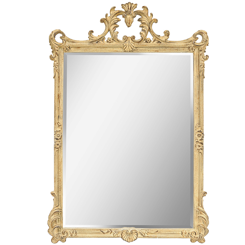 Зеркало настенное в раме бежевого цвета с эффектом старины Classic Ornament Mirror Бежевый Зеркало в Казани | Loft Concept 