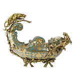 Чаша голубого цвета с оранментом и и бронзовыми фигурами леопардов Eden Garden варинант исполнения - 1 | Loft Concept в Казани