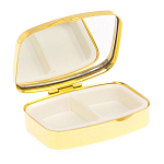 Таблетница карманная прямоугольная с 2-мя отделениями с зеркалом и накладкой из натурального камня Апатит Голубой Gold Stone Pillboxes варинант исполнения - 3 | Loft Concept в Казани