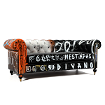 Диван Честерфильд граффити graffiti Orange Sofa натуральная кожа варинант исполнения - 1 | Loft Concept в Казани