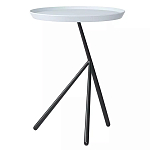 Столик приставной с круглой серой столешницей и черным основанием Round Stable Table варинант исполнения - 1 | Loft Concept в Казани