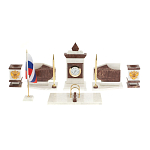 Настольный письменный набор из мрамора и лемезита с гербом и флагом России Marble Accessory варинант исполнения - 1 | Loft Concept в Казани