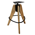 Барный стул со спинкой и металлической подставкой на 3-х деревянных ножках Горчичный Велюр Vendramin Chair варинант исполнения - 4 | Loft Concept в Казани