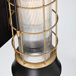 Настенный фонарь цилиндрической формы с рифленым стеклом в золотом каркасе на черном прямоугольном основании Eurofase варинант исполнения - 3 | Loft Concept в Казани