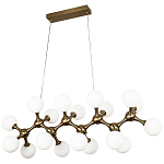 Линейная люстра с плафонами из стеклянных шаров Pearls Suspension Linear Brass Chandelier варинант исполнения - 1 | Loft Concept в Казани