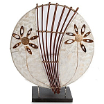 Настольная лампа из перламутра и дерева на подставке Indonesian Shell Flower варинант исполнения - 1 | Loft Concept в Казани