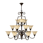 Люстра трехъярусная бронзового цвета с 15-ю кремовыми плафонами в форме чаш Hinkley варинант исполнения - 2 | Loft Concept в Казани