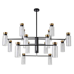 Люстра потолочная с 16-ю цилиндрическими плафонами из стекла и черным каркасом Noir Poise варинант исполнения - 1 | Loft Concept в Казани