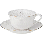 Чайная пара белого цвета из фарфора с рельефной фактурой 250 мл Floral Charm варинант исполнения - 1 | Loft Concept в Казани