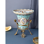 Ваза из голубого фарфора с рисунком птиц и цветов и декоративными элементами Blue Garden варинант исполнения - 6 | Loft Concept в Казани