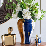 Ваза с крышкой и мазками синего и золого цвета на белом фоне Chinoiserie Ceramics варинант исполнения - 4 | Loft Concept в Казани