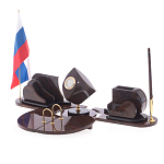 Настольный письменный набор из природного камня обсидиана коричневого Team leader варинант исполнения - 2 | Loft Concept в Казани