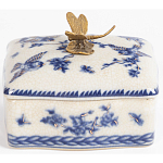 Фарфоровая шкатулка с бронзовой стрекозой Blue and White варинант исполнения - 4 | Loft Concept в Казани