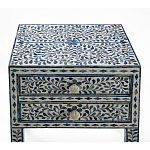 Тумбочка прикроватная White Pearl BEDSIDE CABINET 2 blue DRAWER варинант исполнения - 2 | Loft Concept в Казани