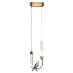 Подвесной светильник с декоративной фигуркой птицы на прозрачной изогнутой трубке Ganthea варинант исполнения - 3 | Loft Concept в Казани