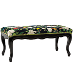 Банкетка из натурального бука черная с изображением птиц и цветов Blooming Birds варинант исполнения - 1 | Loft Concept в Казани