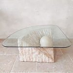 Дизайнерский журнальный стол в виде раковины с жемчужиной под прозрачной столешницей Fahin варинант исполнения - 1 | Loft Concept в Казани