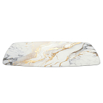 Обеденный стол с прямоугольной столешницей из стекла на черных металлических ножках White Marble варинант исполнения - 3 | Loft Concept в Казани