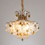 Люстра подвесная с белыми и золотыми круглыми подвесками Диаметр 70 см SHELL Chandelier варинант исполнения - 2 | Loft Concept в Казани