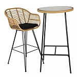 Барный столик с круглой плетеной столешницей Wicker Table Top варинант исполнения - 3 | Loft Concept в Казани