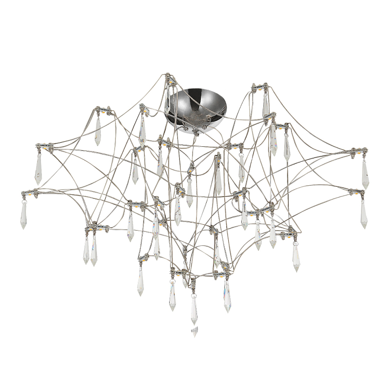 Потолочный светильник с тонким металлическим каркасом цвета хром Quasar Хром Прозрачный в Казани | Loft Concept 