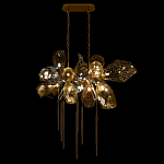 Люстра подвесная с 18-ю стеклянными плафонами с вертикальными подвесками Gilded Mirage  варинант исполнения - 3 | Loft Concept в Казани