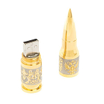 Флешка на 32 гб в виде патрона с гравировкой Герба РФ в подарочной коробке Metal Flash Drive варинант исполнения - 3 | Loft Concept в Казани