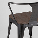 Черный глянцевый стул с сиденьем из натурального дерева TOLIX варинант исполнения - 7 | Loft Concept в Казани