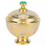 Сахарница металлическая с гравировкой и натуральным камнем Малахит в подарочной коробке Metal Stone Sugar Bowls варинант исполнения - 1 | Loft Concept в Казани