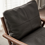 Кресло c каркасом из массива дерева и мягкой кожаной обивкой Walnut Armchair варинант исполнения - 5 | Loft Concept в Казани