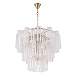 Люстра круглая многоярусная с прозрачными подвесками из стекла Hexagon Tube Light варинант исполнения - 2 | Loft Concept в Казани