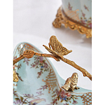 Блюдо из голубого фарфора с бронзовой ручкой в виде ветки Blue Garden варинант исполнения - 5 | Loft Concept в Казани