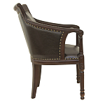 Кресло кожаное на 4-х деревянных ножках из массива березы Ethan Armchair brown варинант исполнения - 1 | Loft Concept в Казани