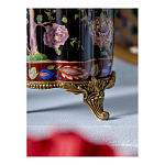 Ваза из фарфора черная с цветочной росписью и бронзовой стрекозой Spring Garden варинант исполнения - 7 | Loft Concept в Казани