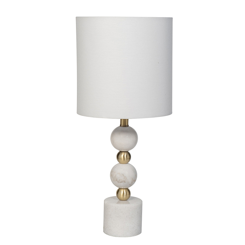 Лампа настольная с каркасом из мраморных шаров и белым абажуром Floor lamp Jewelry Белый Золотой в Казани | Loft Concept 