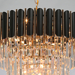 Люстра из черного металла с многоярусными подвесками из прозрачного хрусталя на золотой цепи Empire Black Chandelier Crystal варинант исполнения - 9 | Loft Concept в Казани