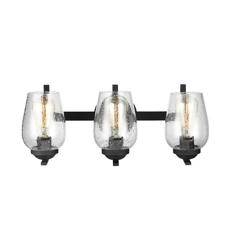 Бра черного цвета с 3-мя плафонами из прозрачного стекла с пузырьками Generation Lighting Черный Прозрачное Стекло в Казани | Loft Concept 