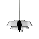 Подвесной светильник с широким многоярусным металлическим плафоном цвета никель в современном стиле Feiss варинант исполнения - 1 | Loft Concept в Казани